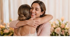 Abraço emocionante após o casamento